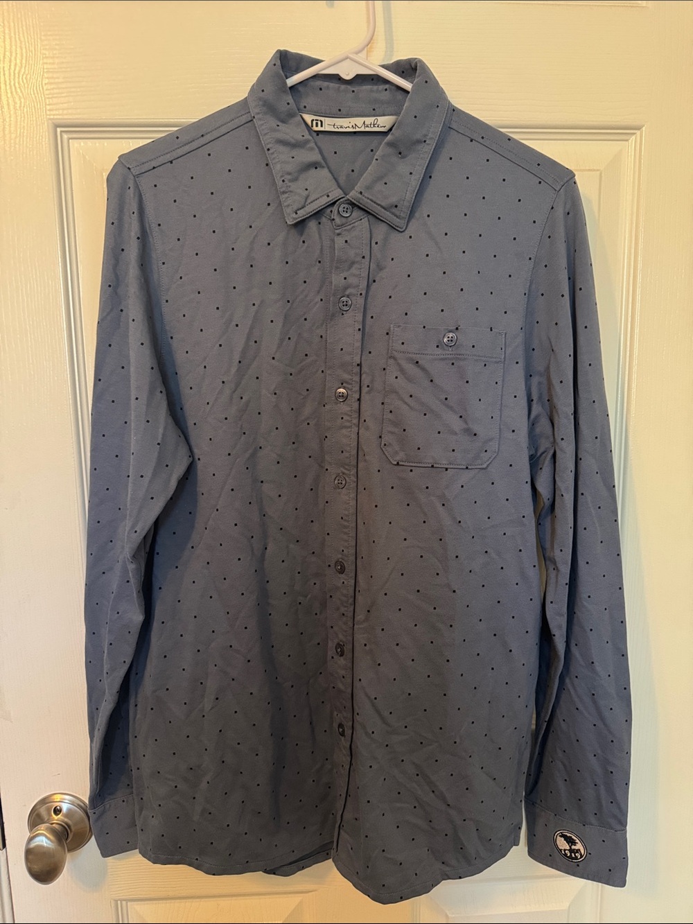 Travis Mathew Pebble Beach Slate Blue Long-Sleeve Button-Down Shirt
